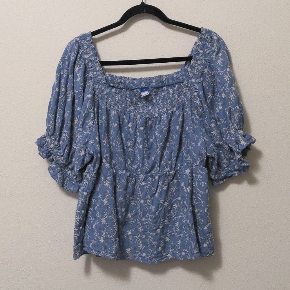 Old Navy Blue Floral Blouse